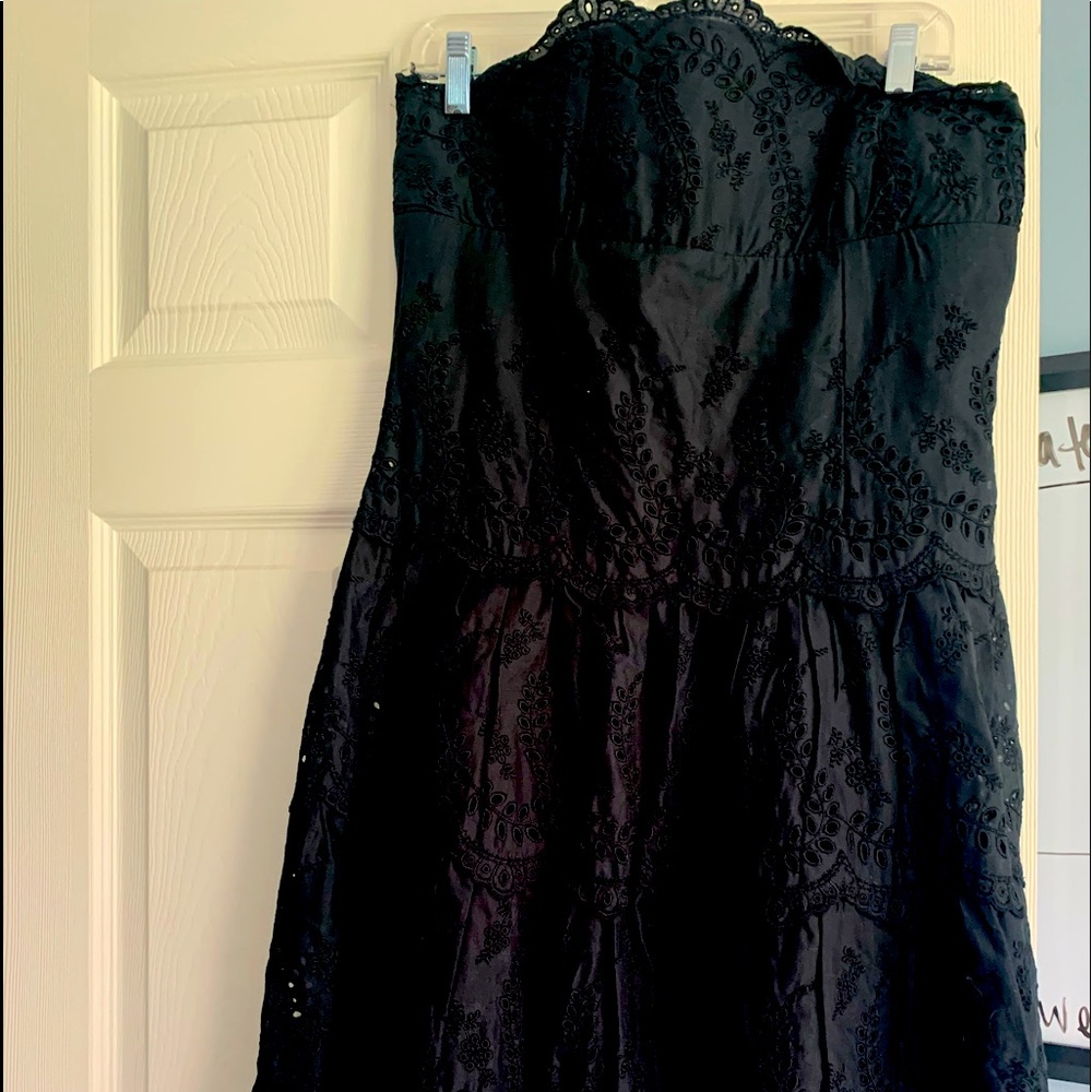 Black eyelet dress.